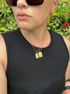 Square Shaped Natural Stone Pendant Necklace