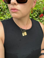 Square Shaped Natural Stone Pendant Necklace