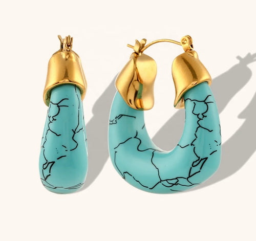 Chunky Colorful 18k Hoop Earrings