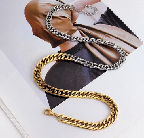 Cuban Link Duo Silver and Gold Necklace