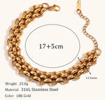 Cable Chain 18k Gold Plated Necklace and Bracelet Set