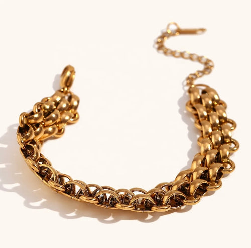 Cable Chain 18k Gold Plated Necklace and Bracelet Set