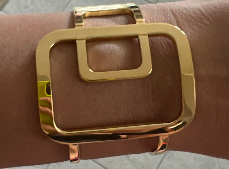 Rectangle Gold Plated Cuff Bracelet