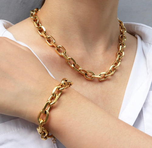 Miami Cuban Link Chain Necklace with Bracelet