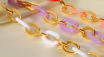 18K Gold Plated Chain Bracelet with Colored Resin Links