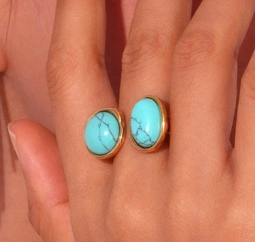 Turquoise Gold Plated Open Ring