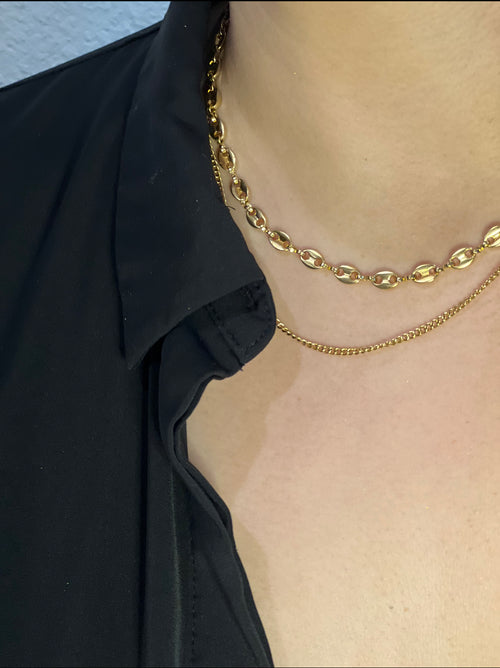 Double Layered Short Chain Link Necklace