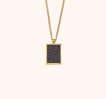 Square Shaped Natural Stone Pendant Necklace