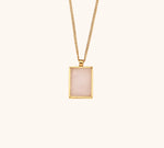 Square Shaped Natural Stone Pendant Necklace