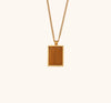 Square Shaped Natural Stone Pendant Necklace
