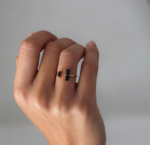 Minimalist Double Agate Stone Ring