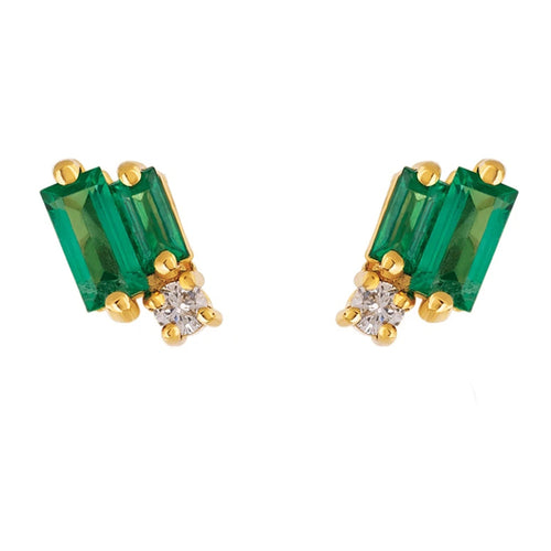 Baguette Emerald Stud Earrings