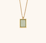 Square Shaped Natural Stone Pendant Necklace