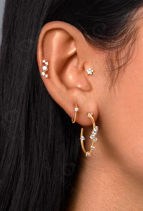 Chunky Pronged Cubic Zirconia Hoop Earrings