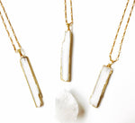 Selenite Crystal Pendant Necklace with White Sage Smudge Stick