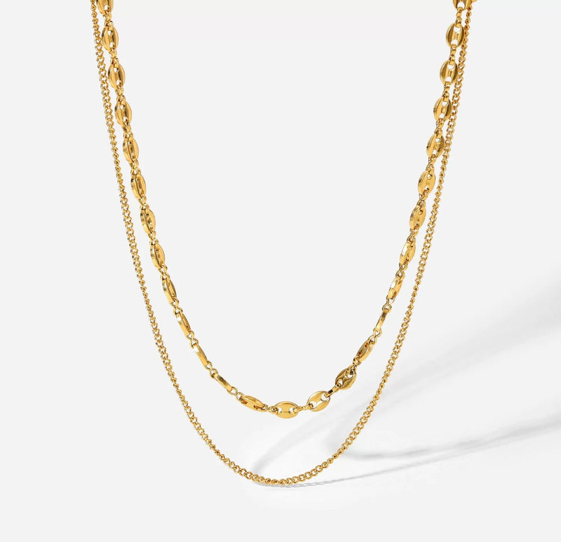 Double Layered Short Chain Link Necklace