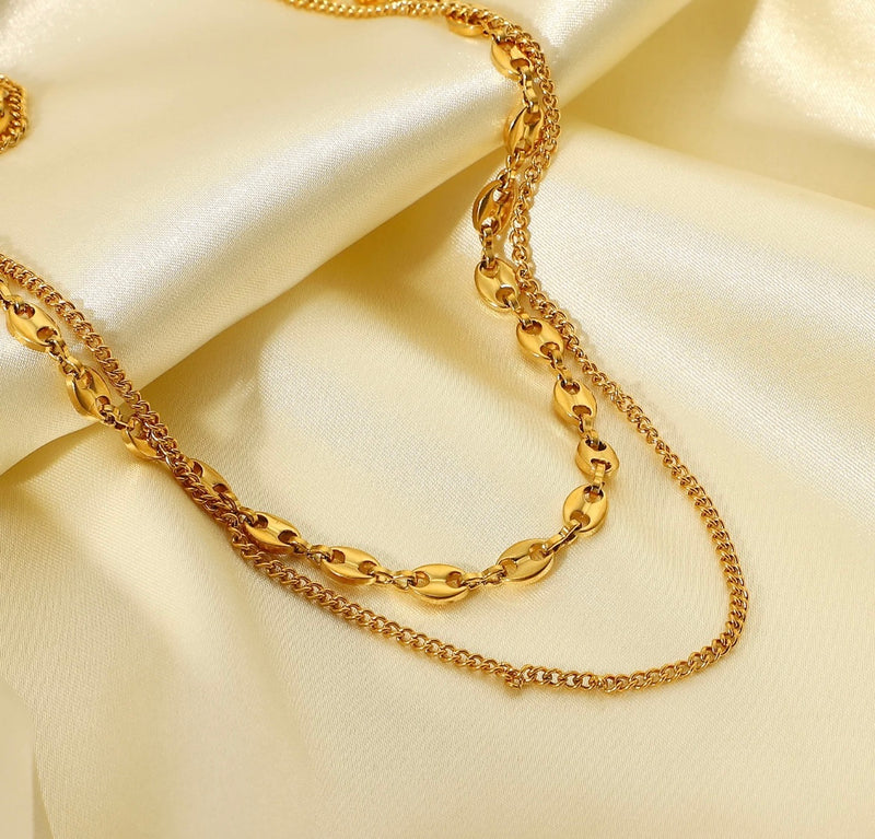 Double Layered Short Chain Link Necklace